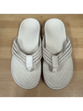 Vionic Fallyn Sandals Size 7 Cream Toe Post Orthotic Arch Support Flip Flop
